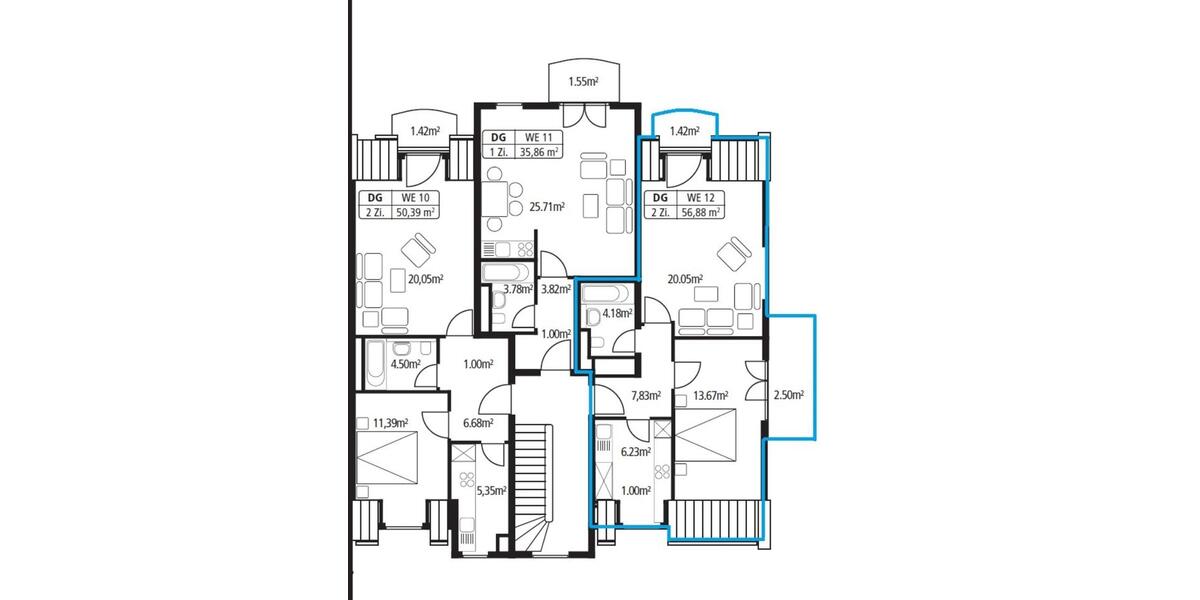Dachgeschoßwohnung Frankenberg (Sachsen) - 2 Zimmer, 56 m&sup2;, 290&euro; | Angebot:24711072