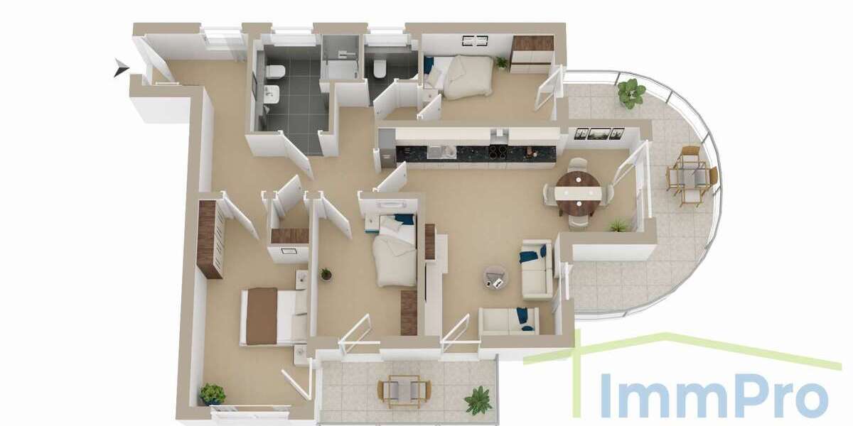 Etagenwohnung Ebhausen - 4.5 Zimmer, 107 m&sup2;, 1.260&euro; | Angebot:27076440