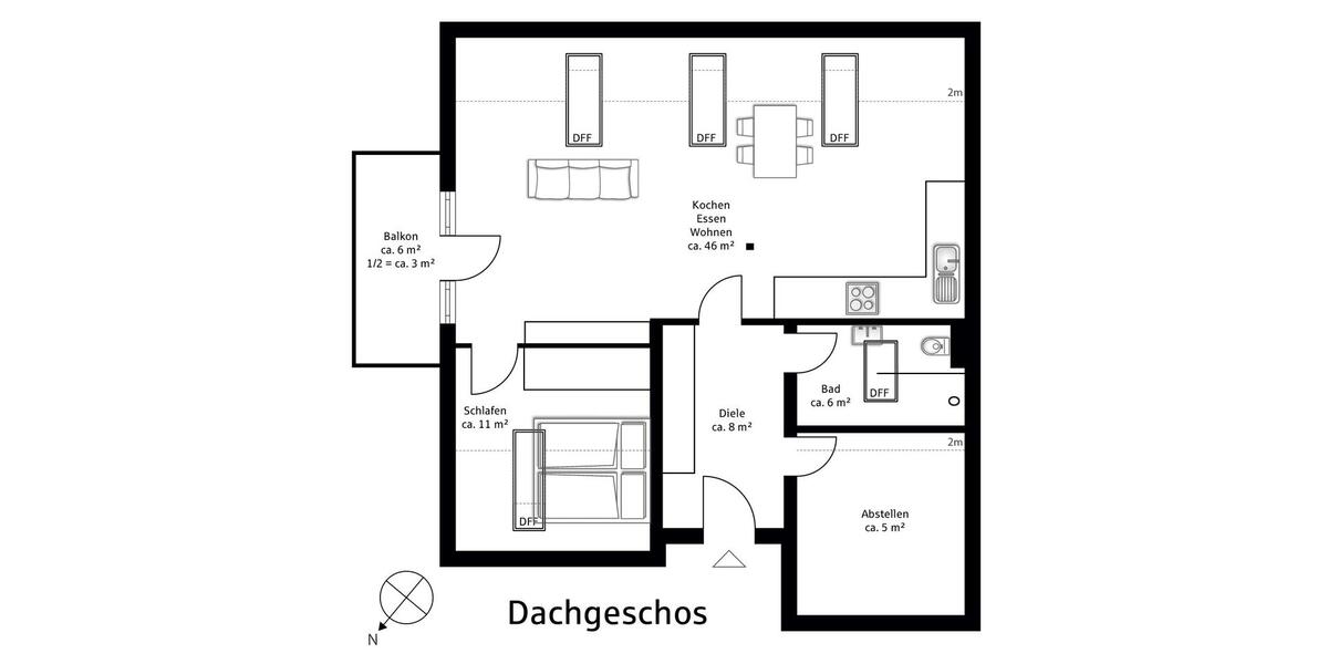 Dachgeschoßwohnung Altomünster - 2 Zimmer, 80 m&sup2;, 1.050&euro; | Angebot:26465620