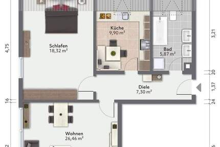 Wohnung Albbruck - 2 Zimmer, 61 m&sup2;, 677&euro; | Angebot:25815077