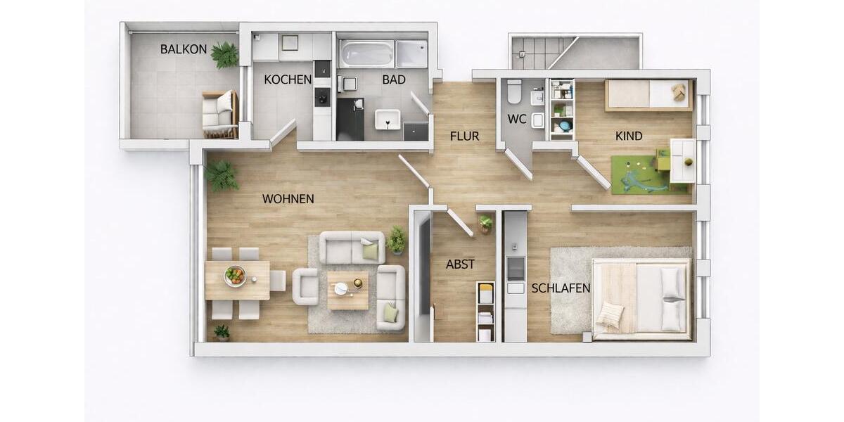 Etagenwohnung Stadthagen - 3 Zimmer, 83 m&sup2;, 748&euro; | Angebot:26024700