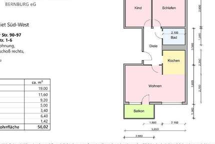 Wohnung Bernburg Bergstadt - 3 Zimmer, 56 m&sup2;, 336&euro; | Angebot:26166098