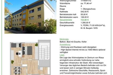 Wohnung Riesa Neuweida - 4 Zimmer, 77 m&sup2;, 723&euro; | Angebot:26565899