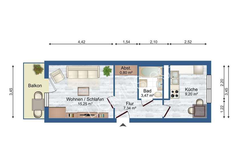 1-Zimmer-Wohnung in Schmölln mit Balkon, und Dusche!