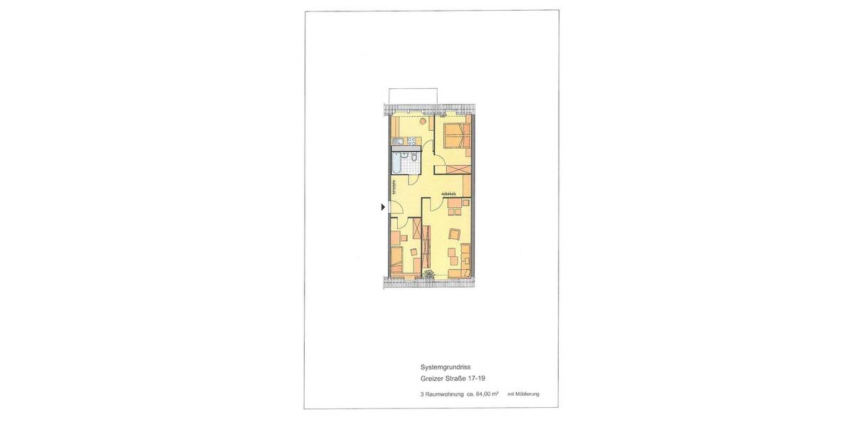 Etagenwohnung Gera Innenstadt - 3 Zimmer, 64 m&sup2;, 375&euro; | Angebot:26833434