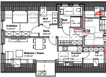 Dachgeschoßwohnung Bocholt Stenern - 2 Zimmer, 61 m&sup2;, 810&euro; | Angebot:26085826