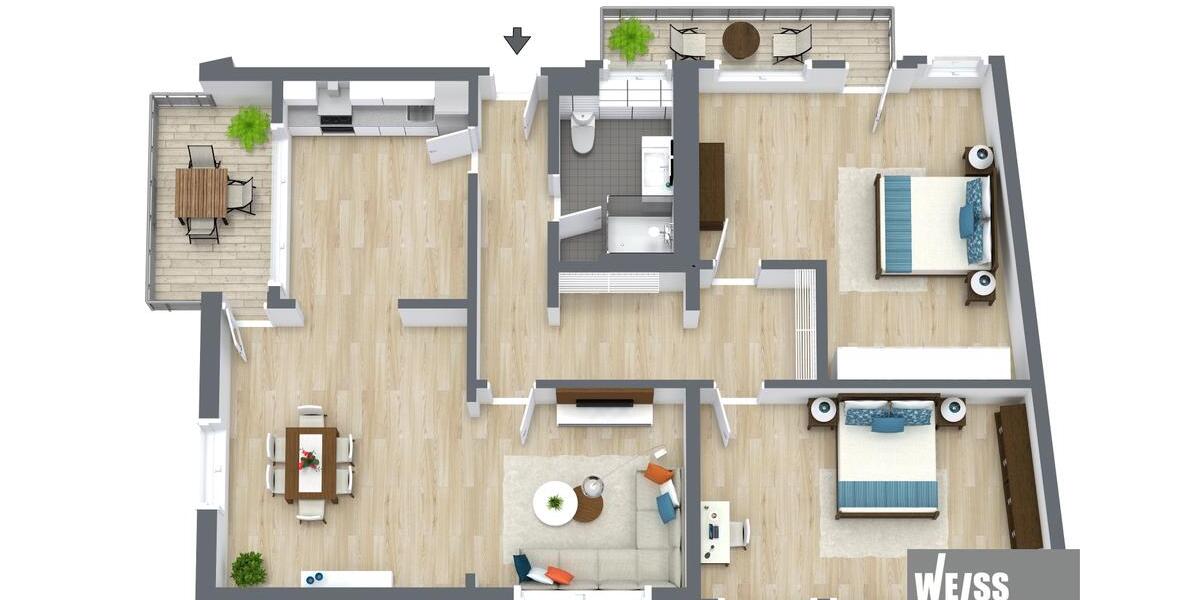 Etagenwohnung Würzburg - 3 Zimmer, 115 m&sup2;, 2.013&euro; | Angebot:25045072
