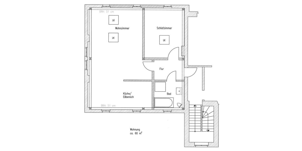 Dachgeschoßwohnung Ortrand - 2 Zimmer, 60 m&sup2;, 524&euro; | Angebot:24754179