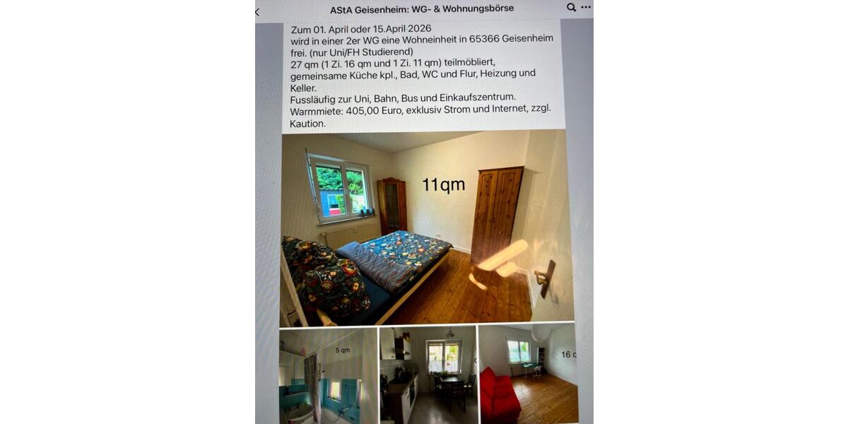 Wohnen auf Zeit Geisenheim - 2 Zimmer, 70 m&sup2;, 405&euro; | Angebot:24718952