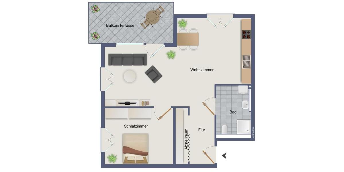 Erdgeschoßwohnung Horb am Neckar - 2 Zimmer, 71 m&sup2;, 900&euro; | Angebot:24951227