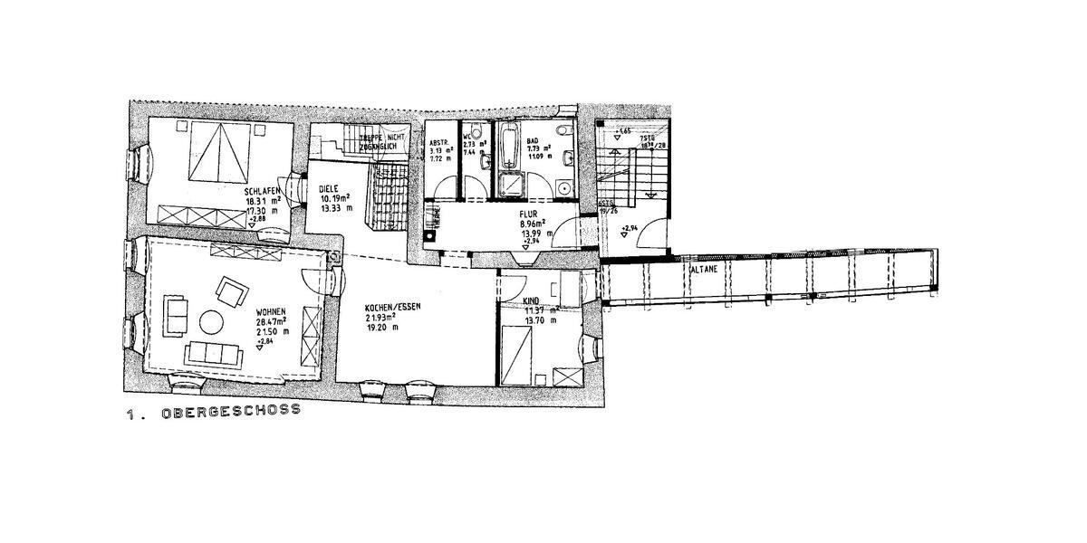 Sanierte Altbauwhg. 3,5 Zi. 113qm, besonderer Flair, Balkon, 1.OG 3.5 zimmer