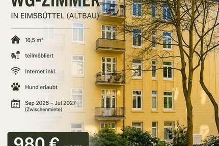 Wohnen auf Zeit Hamburg Eimsbüttel - 1 Zimmer, 17 m&sup2;, 980&euro; | Angebot:26497918