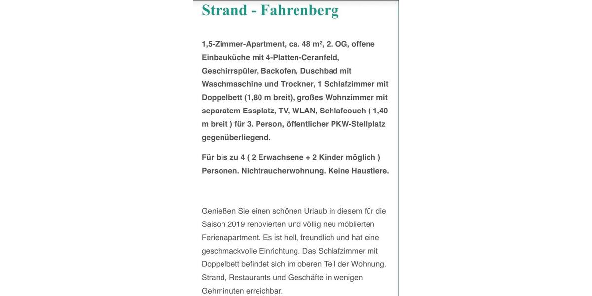 Dachgeschoßwohnung Lübeck Alt-Travemünde / Rönnau - 1.5 Zimmer, 48 m&sup2;, 1.250&euro; | Angebot:24497247