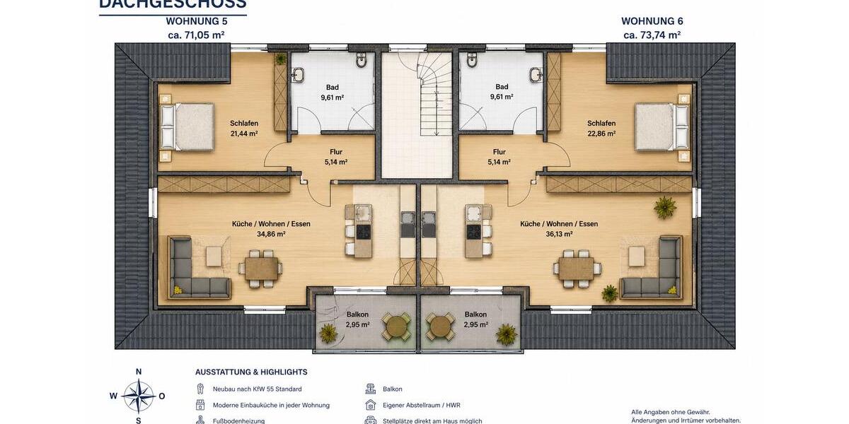 Etagenwohnung Ottersberg - 2 Zimmer, 71 m&sup2;, 1.150&euro; | Angebot:26526967