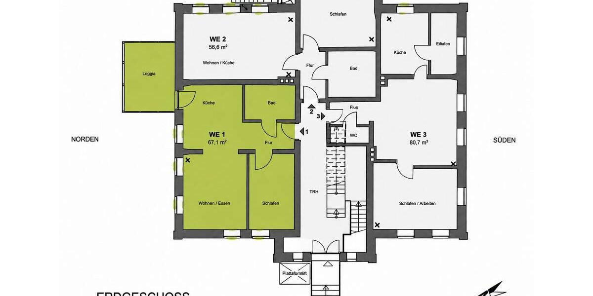 Terrassenwohnung Bruchhausen-Vilsen Vilsen - 2 Zimmer, 67 m&sup2;, 1.030&euro; | Angebot:26679466