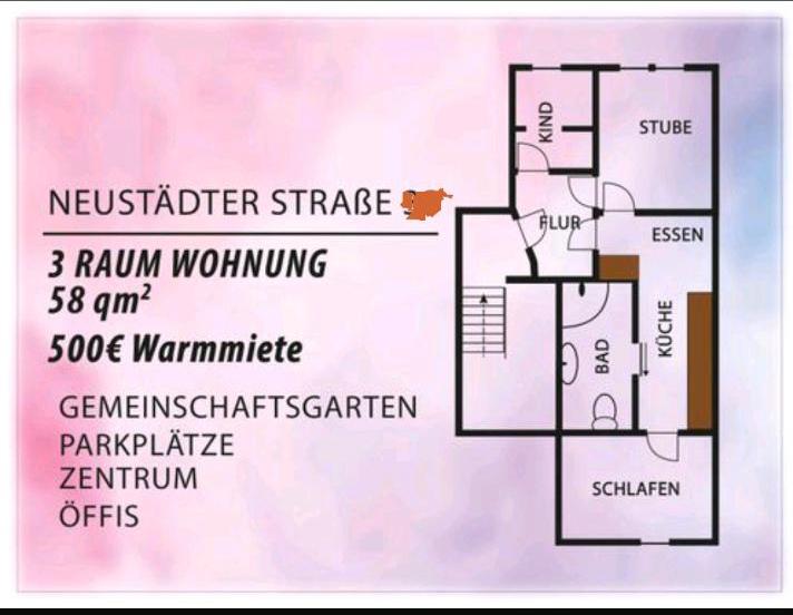 Dachgeschoßwohnung Pößneck - 3 Zimmer, 58 m&sup2;, 500&euro; | Angebot:21688597