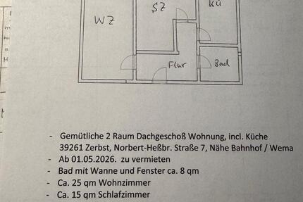 Wohnung Zerbst (Anhalt) - 2 Zimmer, 60 m&sup2;, 390&euro; | Angebot:24875341