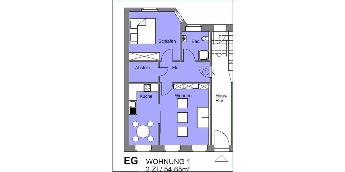 Etagenwohnung Magdeburg Buckau - 2 Zimmer, 54 m&sup2;, 330&euro; | Angebot:25732261