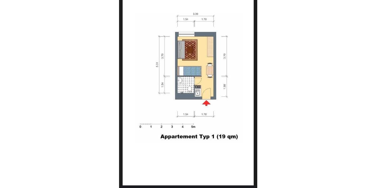 Etagenwohnung Münster Gievenbeck - 1 Zimmer, 19 m&sup2;, 425&euro; | Angebot:26621336