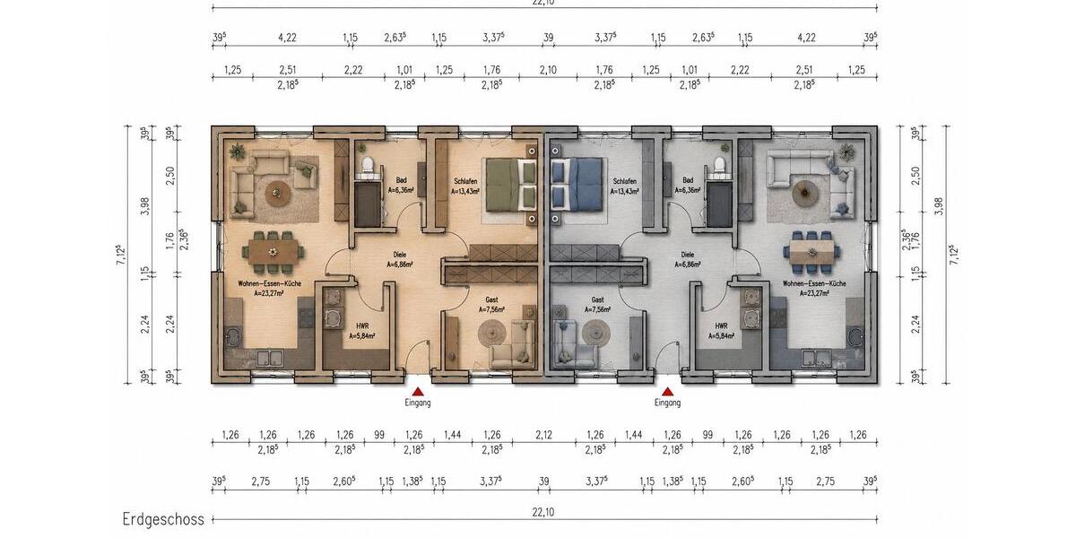 Doppelhaushälfte Lathen - 3 Zimmer, 70 m&sup2;, 875&euro; | Angebot:26660043