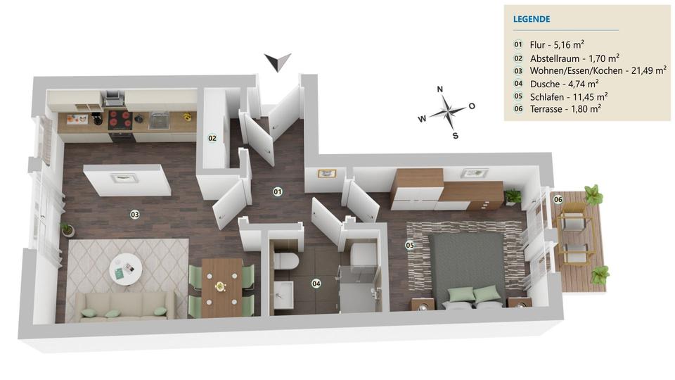 Moderne 2-Zimmer-Wohnung mit Terrasse in Oranienburg – Ruhige Lage. 2 zimmer