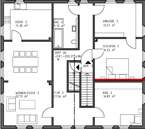 Etagenwohnung Detmold Hiddesen - 4 Zimmer, 120 m&sup2;, 960&euro; | Angebot:25831851