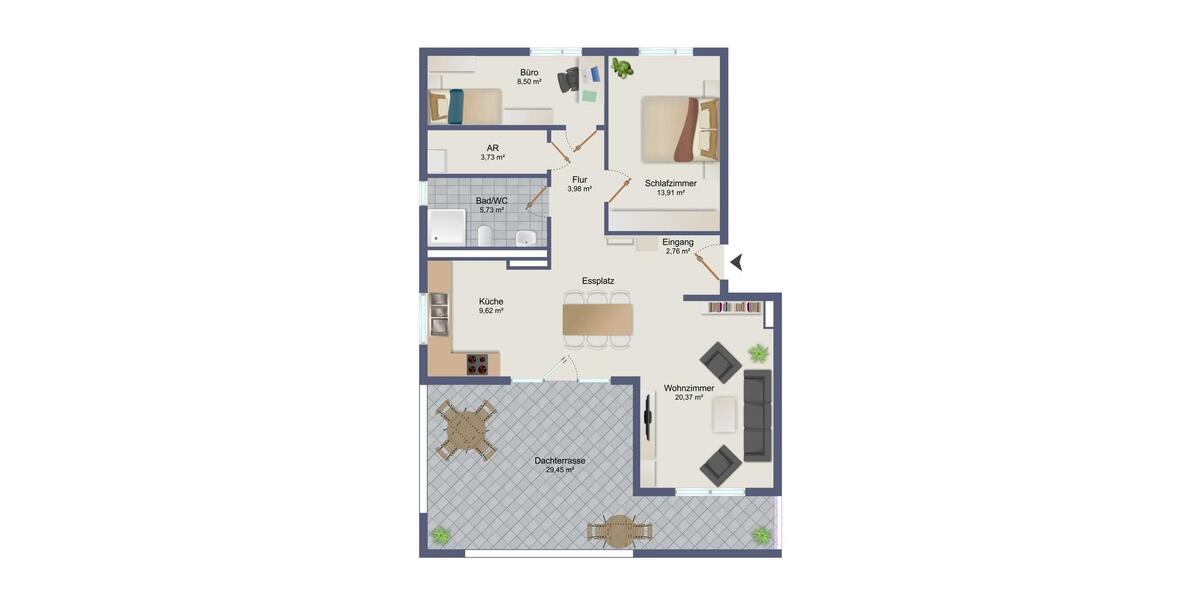 Etagenwohnung Kappeln - 2.5 Zimmer, 91 m&sup2;, 1.100&euro; | Angebot:26266070