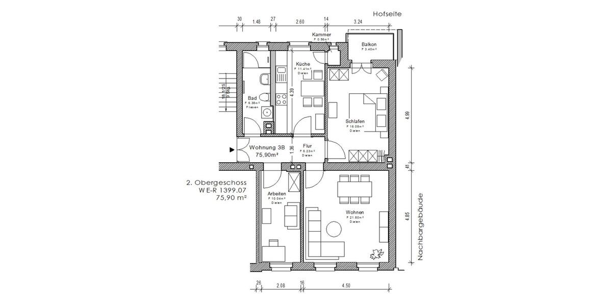 Etagenwohnung Bad Freienwalde (Oder) - 3 Zimmer, 76 m&sup2;, 760&euro; | Angebot:25568968