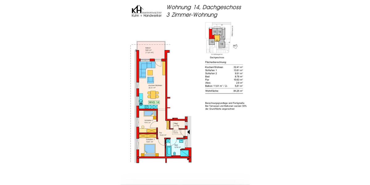 Dachgeschoßwohnung Boos - 3 Zimmer, 84 m&sup2;, 1.380&euro; | Angebot:26481189