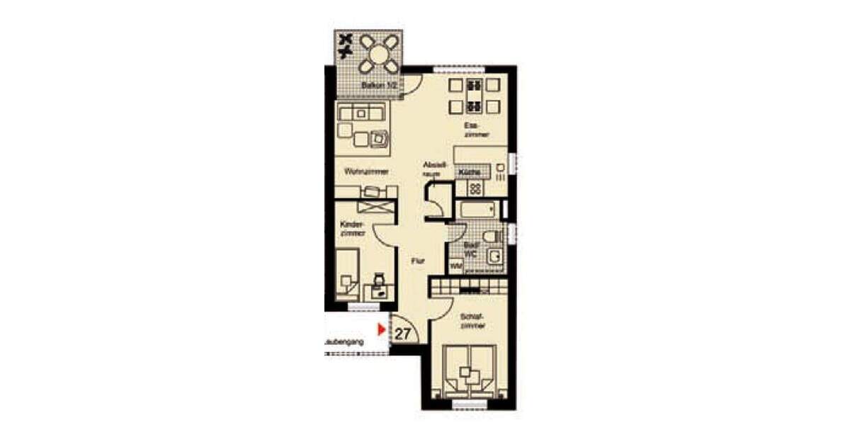 Etagenwohnung Künzelsau Taläcker - 3 Zimmer, 65 m&sup2;, 700&euro; | Angebot:25050871