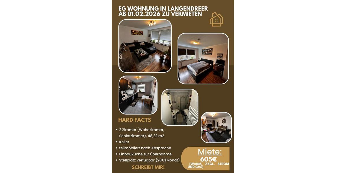 Erdgeschoss Wohnung 2 Zimmer Bochum Langendreer möbliert ab 01.02 2 zimmer