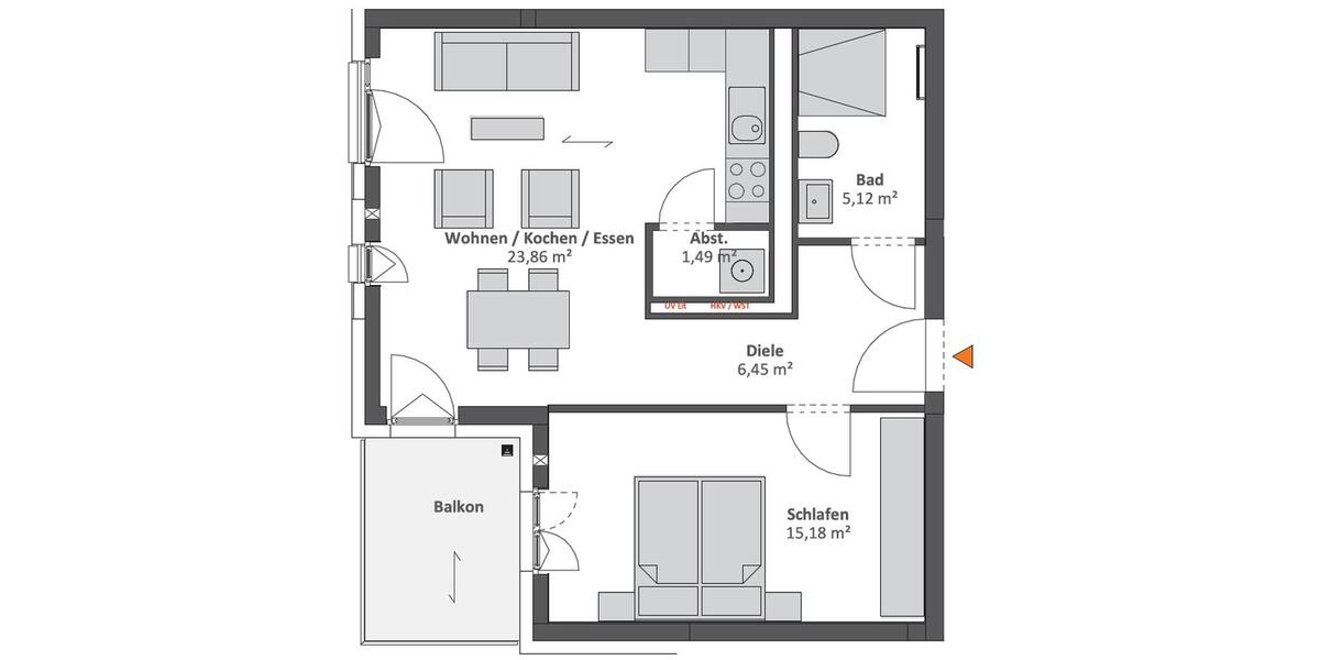 Etagenwohnung Berlin Neukölln - 2 Zimmer, 55 m&sup2;, 1.095&euro; | Angebot:26111451