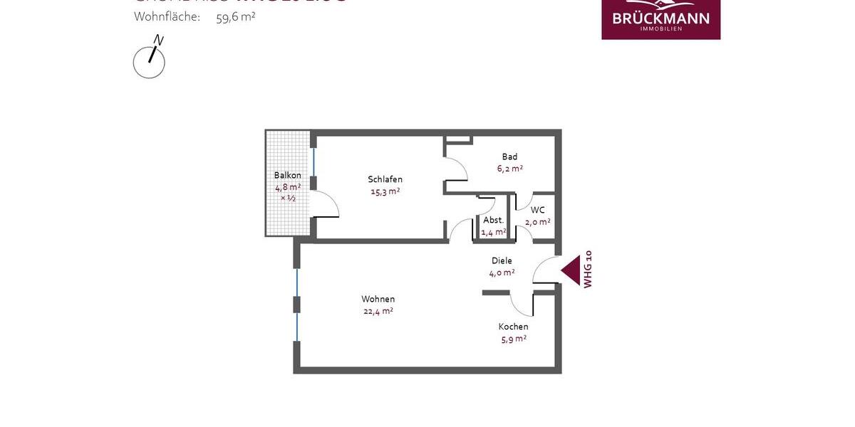 Etagenwohnung Grünstadt - 2 Zimmer, 60 m&sup2;, 690&euro; | Angebot:25989791