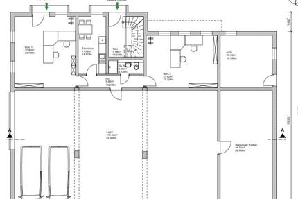 Lagerhalle mit Büro zimmer