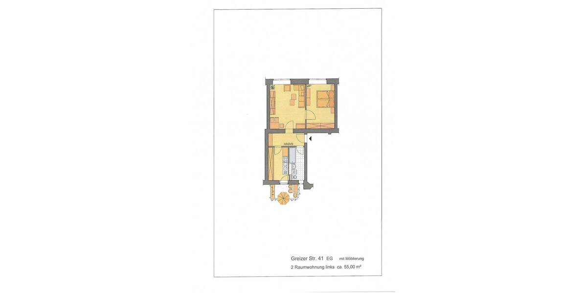 Etagenwohnung Gera Innenstadt - 2 Zimmer, 54 m&sup2;, 345&euro; | Angebot:26805904