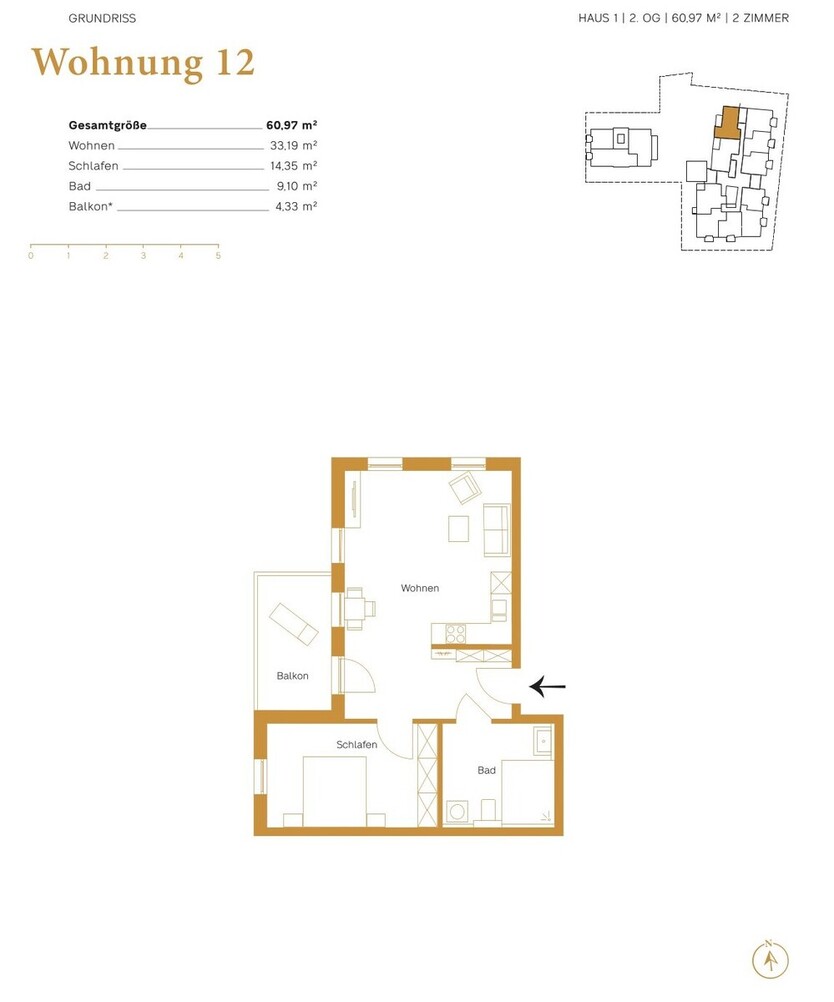 Wohnen fast wie im Hotel: 2-Zimmer-Wohnung mit EBK und Balkon, ab Januar frei 2 zimmer