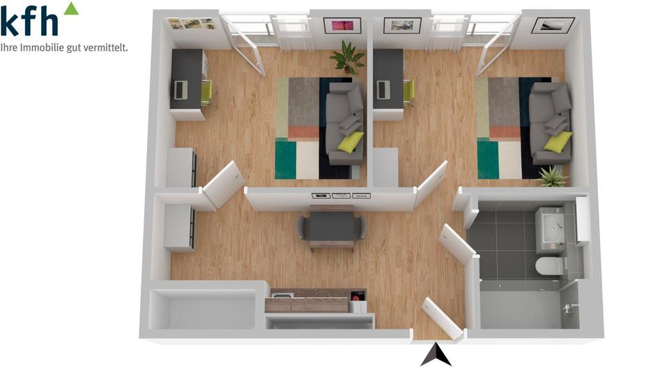 Erdgeschoßwohnung Bielefeld Schildesche - 1 Zimmer, 28 m&sup2;, 495&euro; | Angebot:24422001