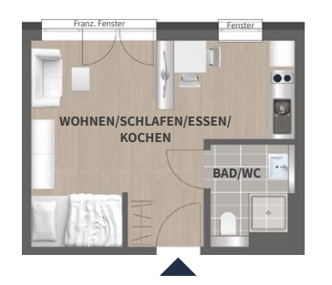 Gemütliche 1-Zimmer-Wohnung möbliert in zentraler Lage