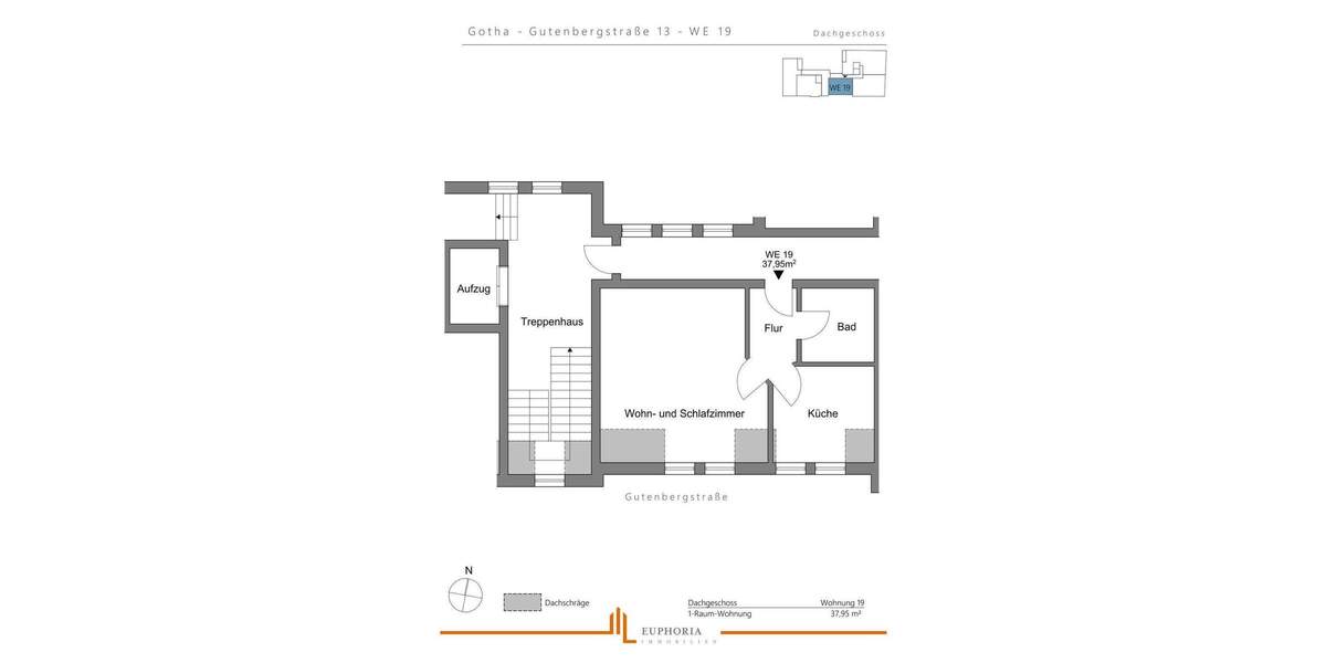 Tolle 1- Raum Wohnung mit Dachbodennutzung zu vermieten 1 zimmer