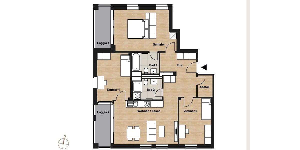 Etagenwohnung Wolfsburg Hellwinkel - 4 Zimmer, 104 m&sup2;, 1.460&euro; | Angebot:25664887