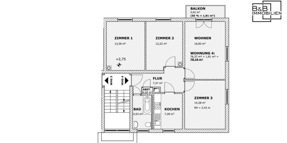 Etagenwohnung Zell (Mosel) Zell - 4 Zimmer, 78 m&sup2;, 470&euro; | Angebot:24825943