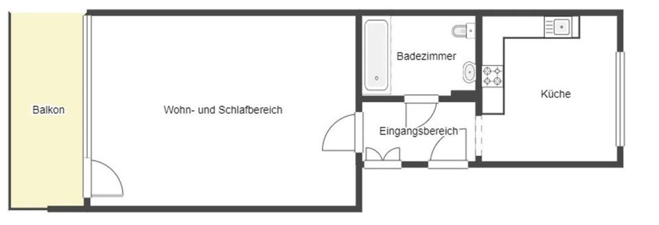 Etagenwohnung Remscheid Lüttringhausen - 1 Zimmer, 43 m&sup2;, 540&euro; | Angebot:25833783