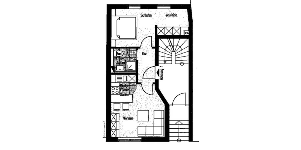 Etagenwohnung Eisenach - 2 Zimmer, 37 m&sup2;, 320&euro; | Angebot:26305978