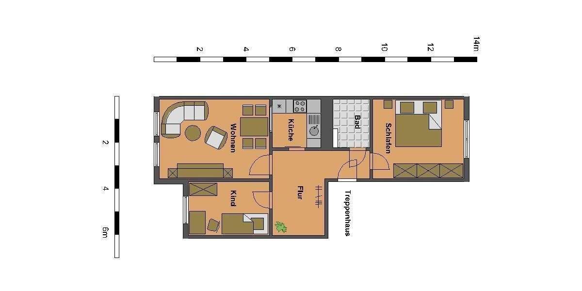 Etagenwohnung Oschersleben - 3 Zimmer, 56 m&sup2;, 348&euro; | Angebot:25822297