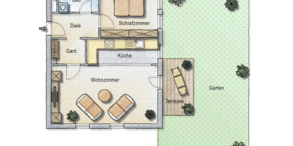 Moderne 2-Zimmer EG-Wohnung mit Garten & Garage in TopLage 2 zimmer