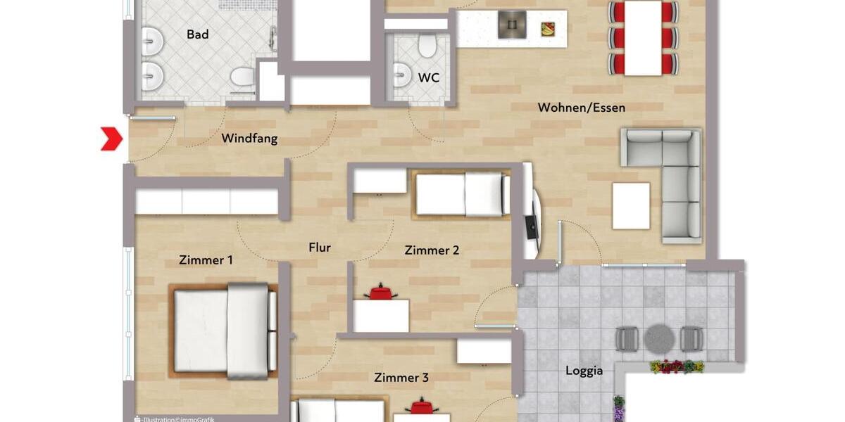 Erdgeschoßwohnung Leonberg - 4 Zimmer, 105 m&sup2;, 1.892&euro; | Angebot:23644758