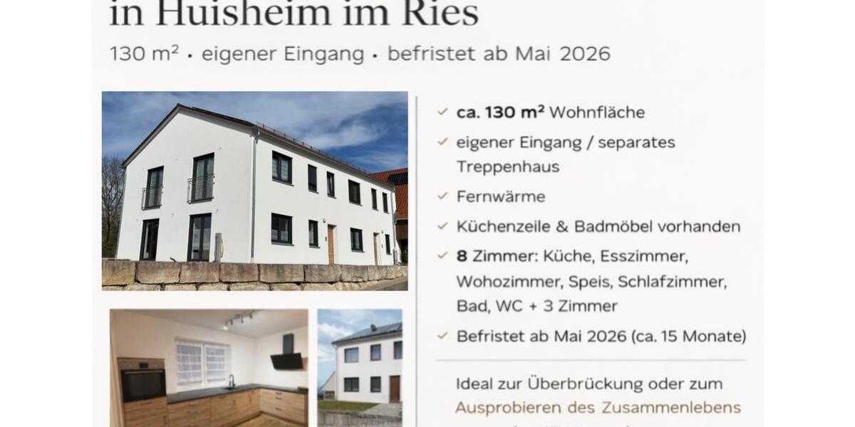 Etagenwohnung Huisheim - 5 Zimmer, 130 m&sup2;, 900&euro; | Angebot:25590795