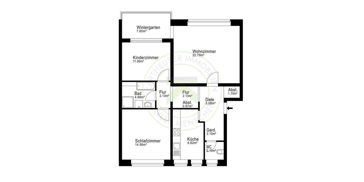 Etagenwohnung Velbert Pöthen - 3 Zimmer, 84 m&sup2;, 630&euro; | Angebot:25901474
