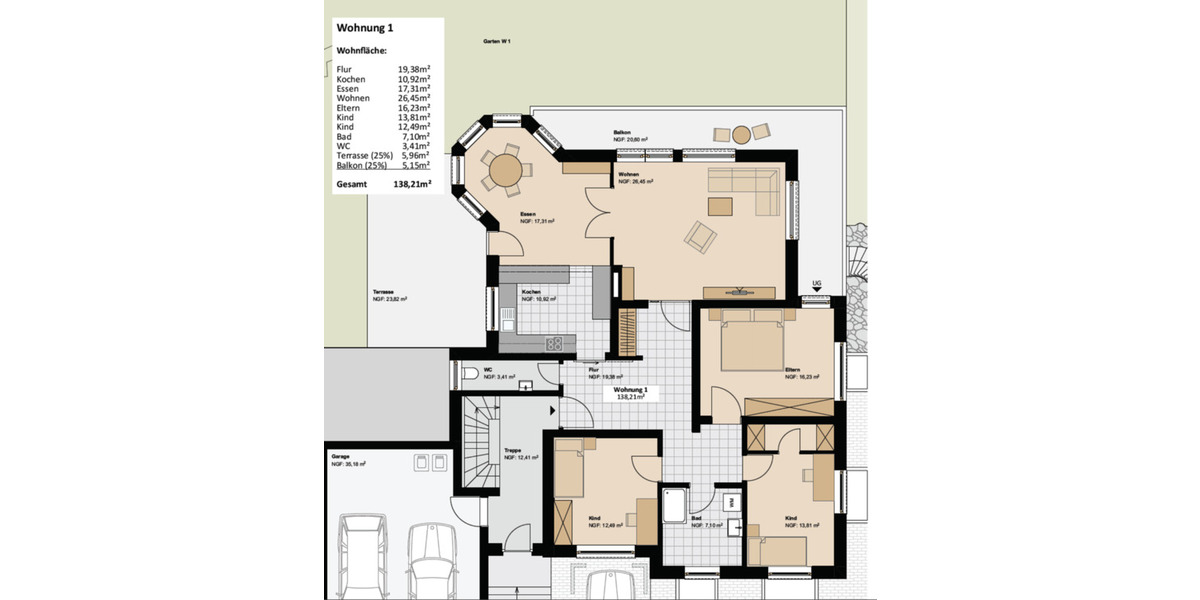 Etagenwohnung Warthausen - 6 Zimmer, 138 m&sup2;, 1.500&euro; | Angebot:25166828