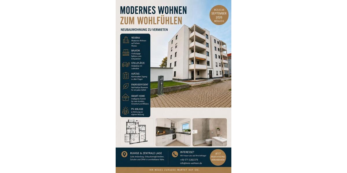 Etagenwohnung Cottbus - 3 Zimmer, 80 m&sup2;, 1.040&euro; | Angebot:26610529